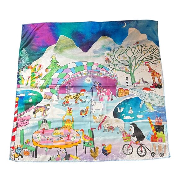 LUSH Limited Edition "Party Animals" 100% Recycled Polyester Knot Wrap, 27x27 - Picture 1 of 7